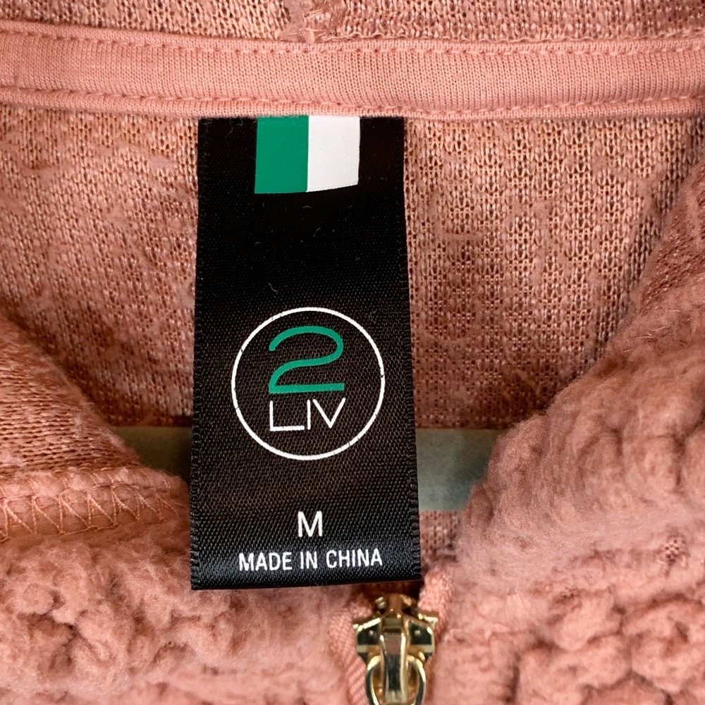 2 LIV hooded fleece jacket pockets dusty rose - Picture 3 of 6